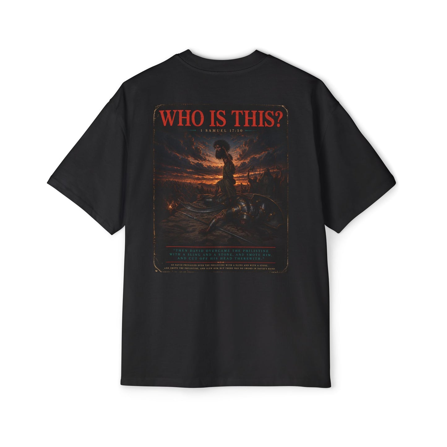 Oversized Tee — "WHO IS THIS?" Vintage Mythic Poster Graphic