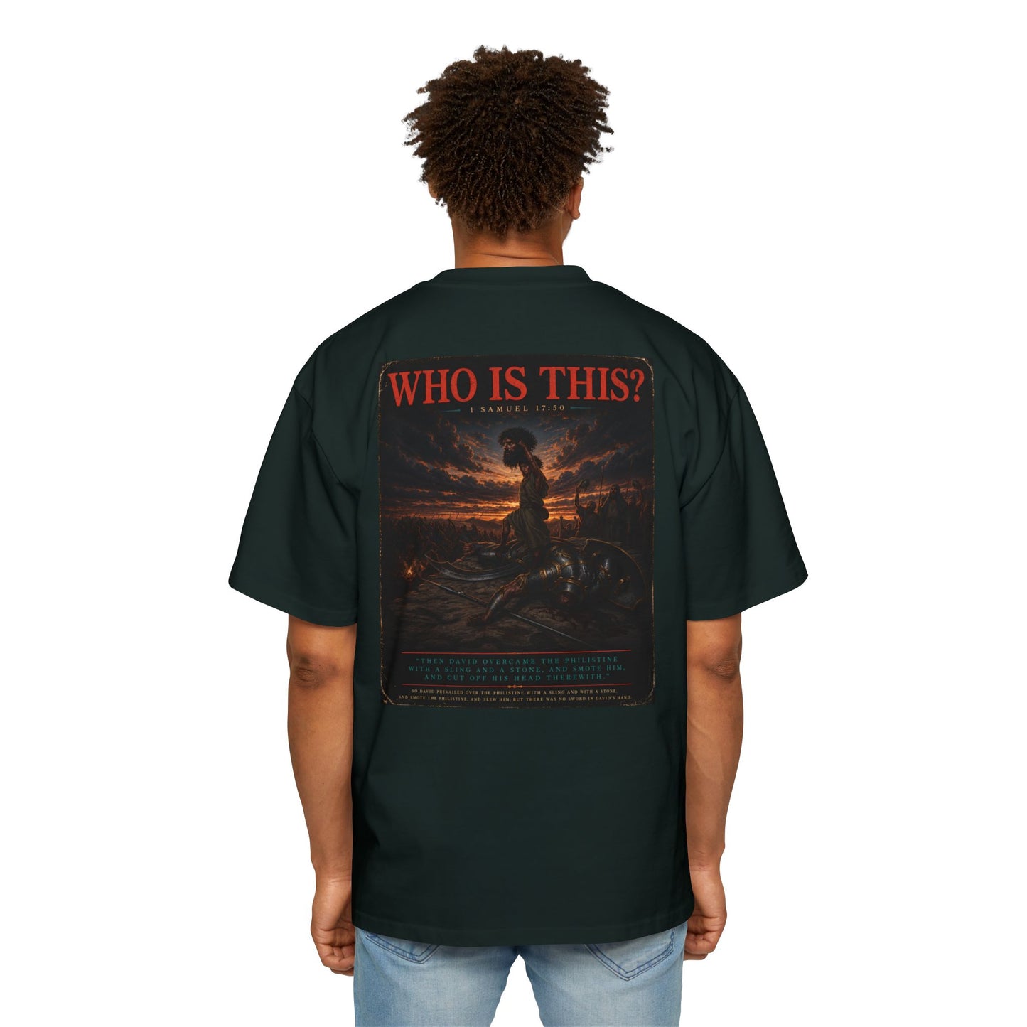 Oversized Tee — "WHO IS THIS?" Vintage Mythic Poster Graphic