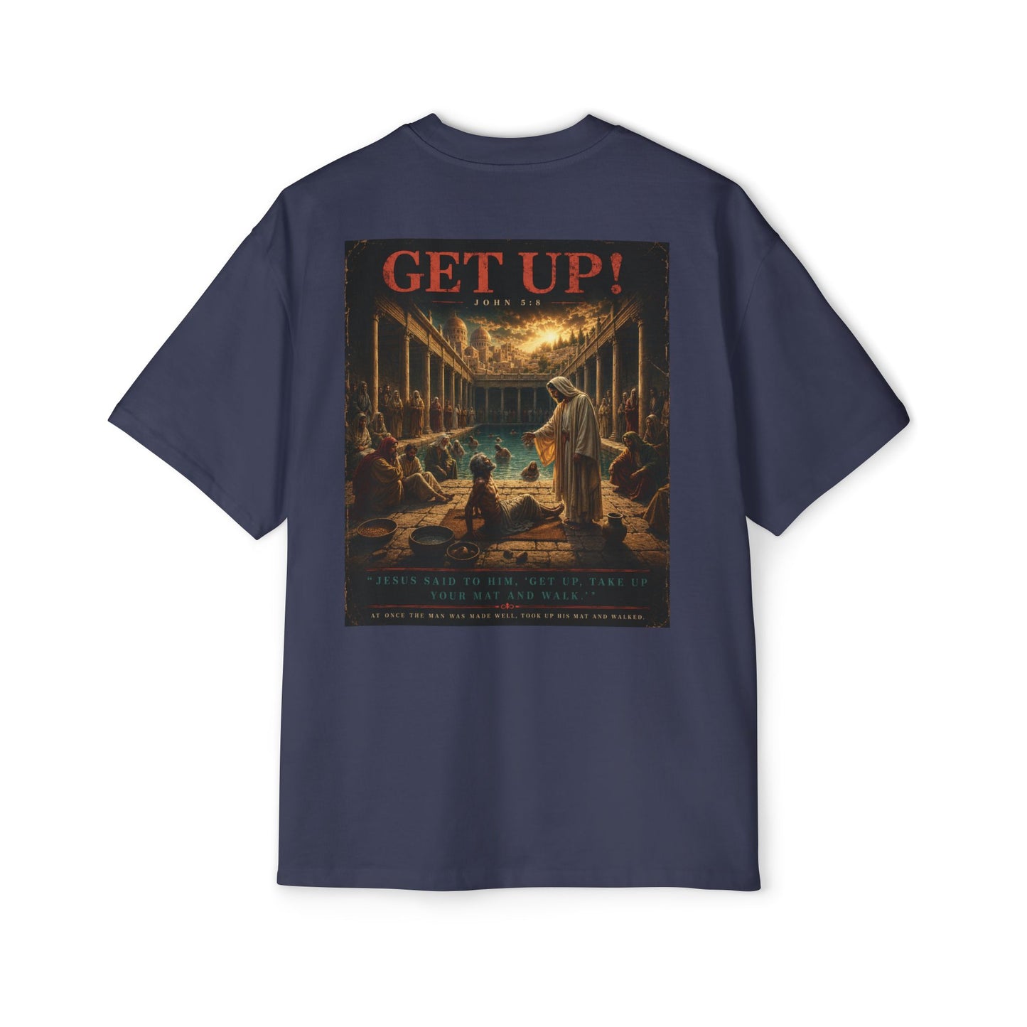 Oversized Tee — "GET UP!" Inspirational Religious Graphic T-Shirt