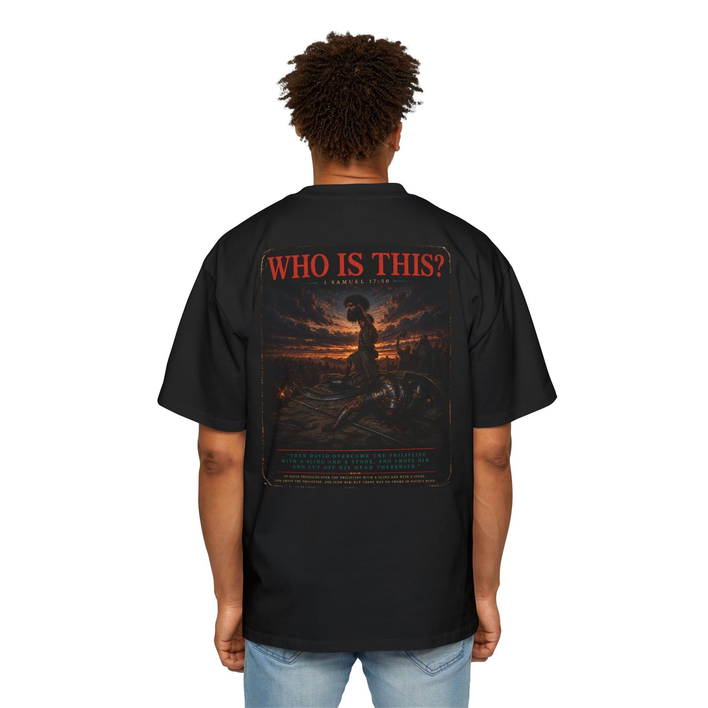 Oversized Tee — "WHO IS THIS?" Vintage Mythic Poster Graphic