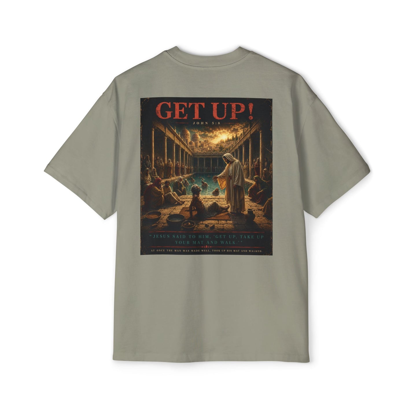 Oversized Tee — "GET UP!" Inspirational Religious Graphic T-Shirt